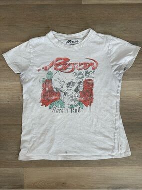 White Band Poison Rock n' Roll Graphic Distressed Tee - Red Roses